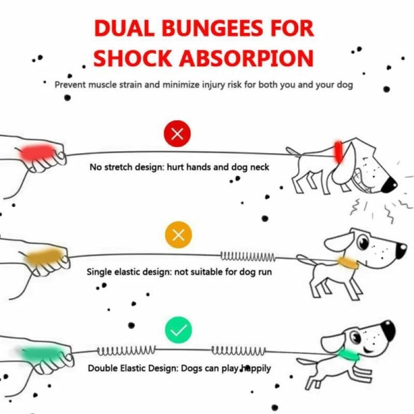 Dubbel elastisk reflexlöpkoppel bärbar utdragbar hundkoppel