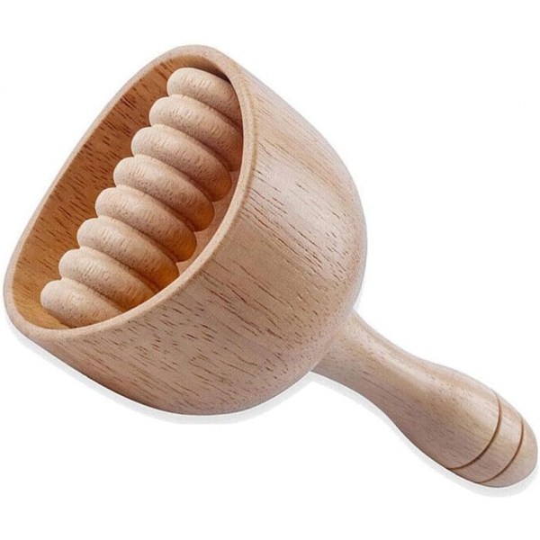 Wooden Therapy Cup with Roller,Massage Scraping Stick,Wood Massage Cup