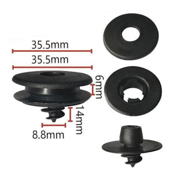 Auton lattiamaton kiinnitysklipsit - 10 kpl pakkaus - Auton liukuestemattojen kiinnittämiseen - Auton maton kiinnityssoljet - Musta - Muovi - Universaali - 3,55 * 2 cm -