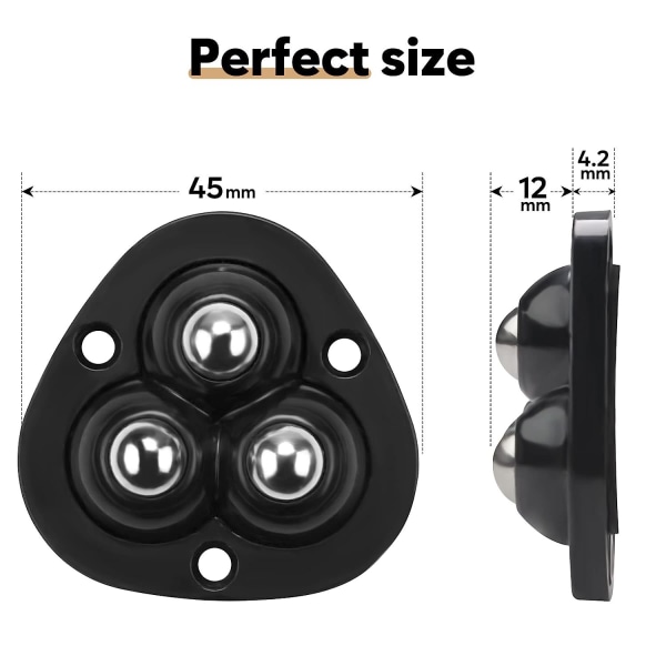 8 st Mini Caster Wheels för små köksapparater Rullar, 360°Rotation Självhäftande Caster Wheels, Mini Swivel Wheels, Förvaringsbehållare, Svart