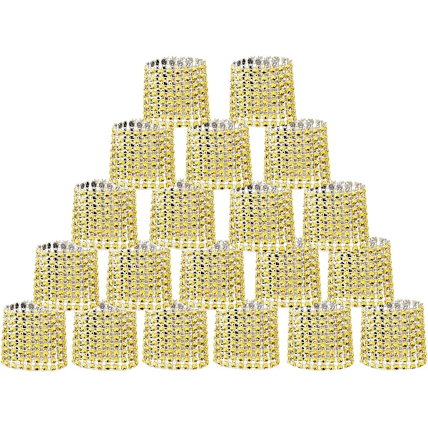 Guld Servietringe, Bling Rhinestone Servietholder til Bord Jul
