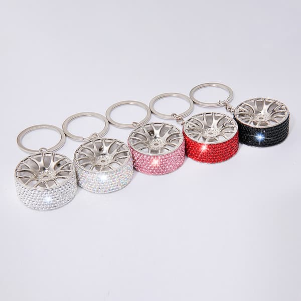 Vit glitter diamant nyckelring