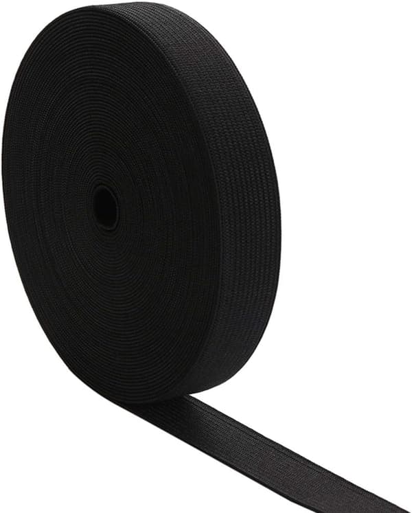Elastik til tøj - 2,5 cm *20 m - Elastik - Elastik - Sy tilbehør - Flad sy elastik - Strikket elastik - Sort - Polyester og Latex