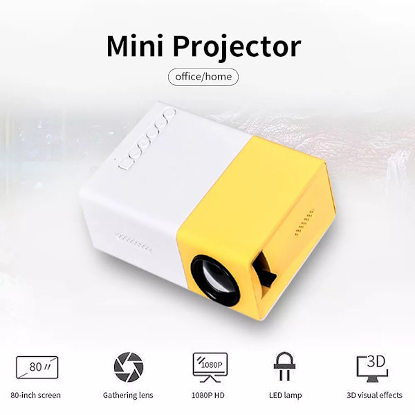 LED-kotitoimiston YG300-projektori HD 1080P mikro-mini 3D-projektori