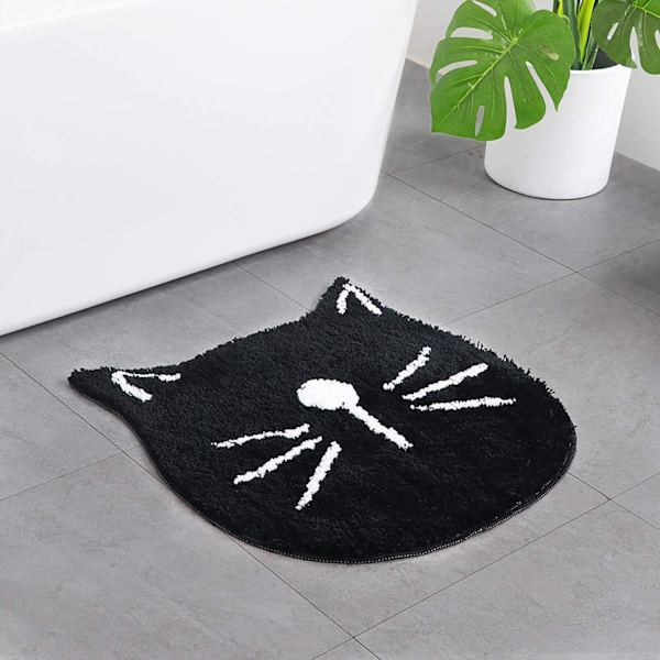 Badrumsmatta halkfri mjuk duschmatta tvättbar, absorberande badmatta för vardagsrum sovrum badrum - 23,6\" x 23,6\", svart