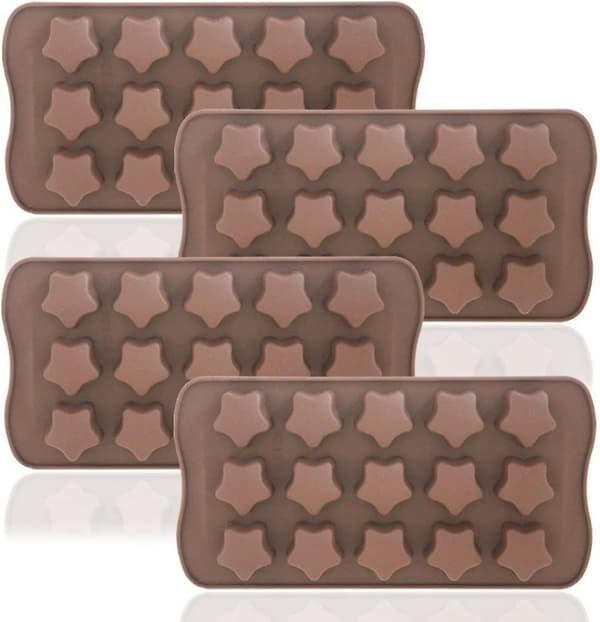 Stjärnformad isbricka, 4-pack flexibla chokladformar, återanvändbara stjärnor