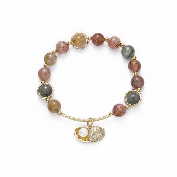 Naturstensskalarmband (storlek 14-19 cm), färgglad kristallberlockarmband