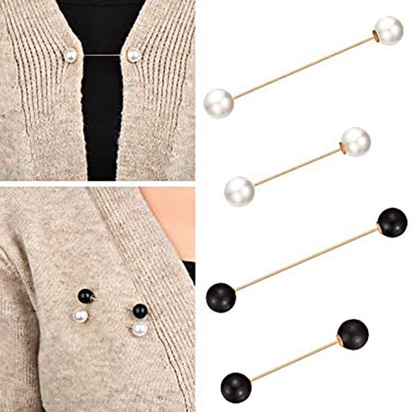 6-pack tröja halsduk klämmor retro pärla brosch stift kristall kofta