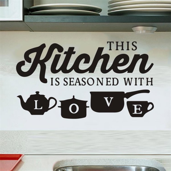 Dette køkken er krydret med kærlighed vægklistermærker køkken dekoration vægklistermærker