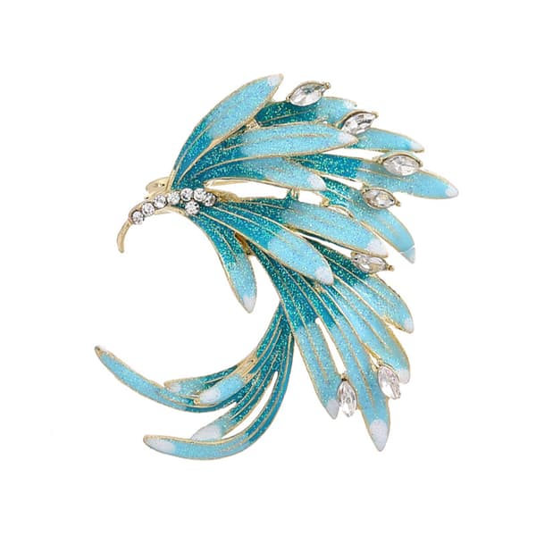 Emalje broche gradient diamant sæt elegant fjer corsage broche swea
