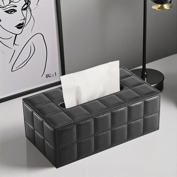 PU-Lær Tissue Bokser, Rektangulær Tissue Dispenser Tissue Holder for Hjem Bil