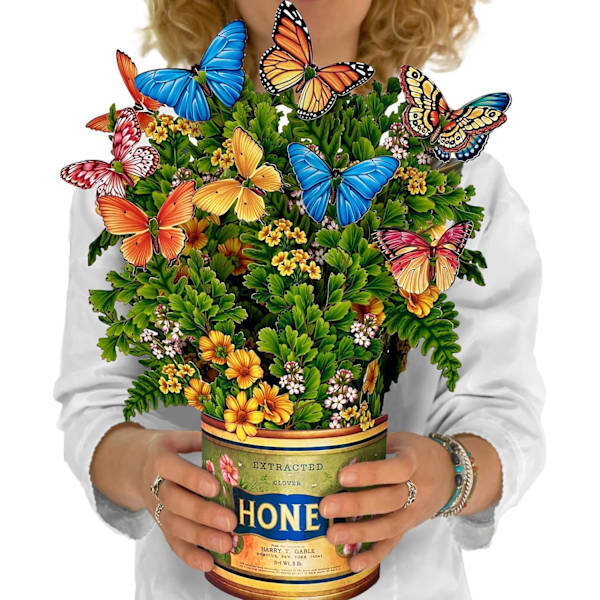 Papir Pop Up Kort, Smørblomster og Sommerfugle, 12 tommer Livsstørrelse For