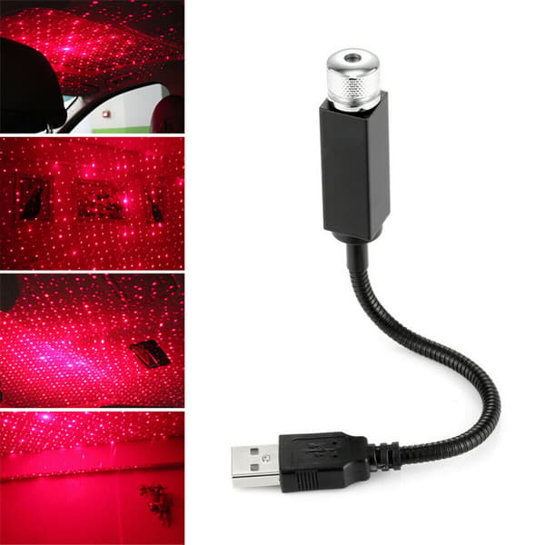 Mini LED-projektorlampe Stjernenatt, USB-pluggnattlys, romantisk