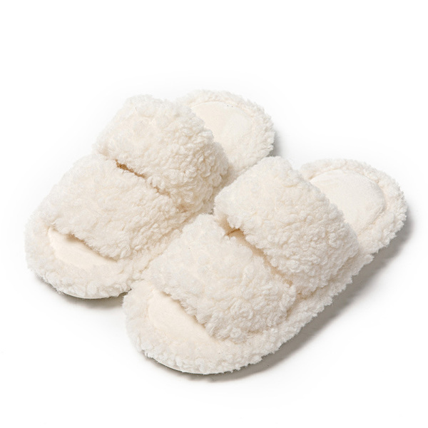 Mjuka tofflor för kvinnor Teddy Fleece Hustomtöpplor Flickor Solid Color