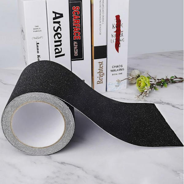 Antislip tejp för trappor, friktion, slipande för säkerhet, stege, inomhus, utomhus, hög dragkraft, 15 cm x 5 m, svart