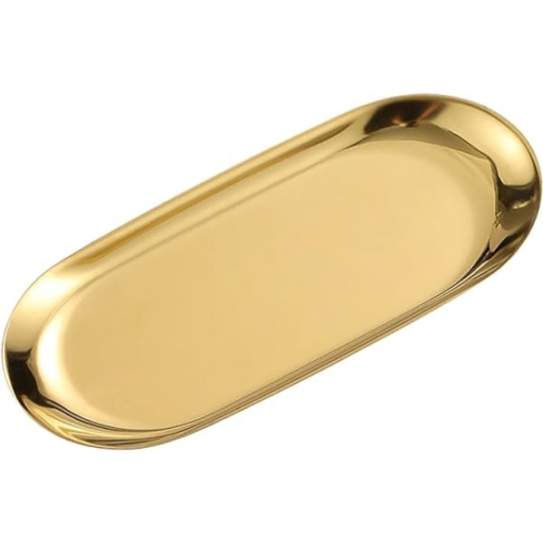 Guld prydnadsbricka Oval serveringsbrickor i rostfritt stål Handduksförvaring Tra