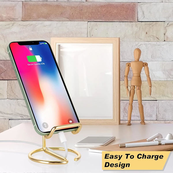 2-pack skrivbordsställ för telefon, söt metallisk guld telefonhållare skrivbordsaccessoar
