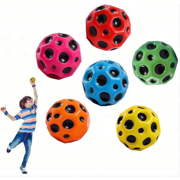 6PCS Space Ball Bouncy Balls Hög elasticitet Hålboll Mini Studsboll Leksak Space Ball med extremt hög studs Studsbollar
