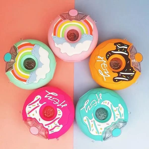 Donut Cup Bärbar Vattenkanna Rund Vatten Plast Drick Vattenflaskor L
