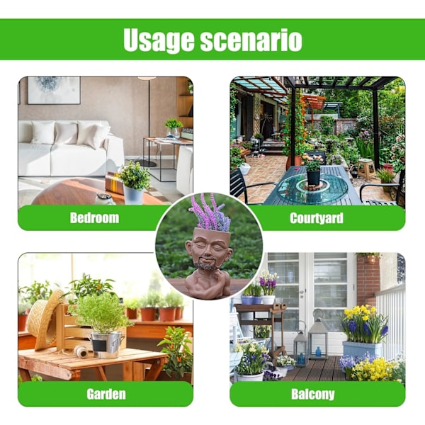 Män Ansikte Blomkruka Huvud Krukor Kruka Suckulenta Växter Söta Harts Plan
