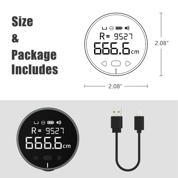 Smart digitalt måttband med LCD-display, uppladdningsbart portabelt längdmätningsverktyg för plana böjda diameter udda form hög precision fars dag present