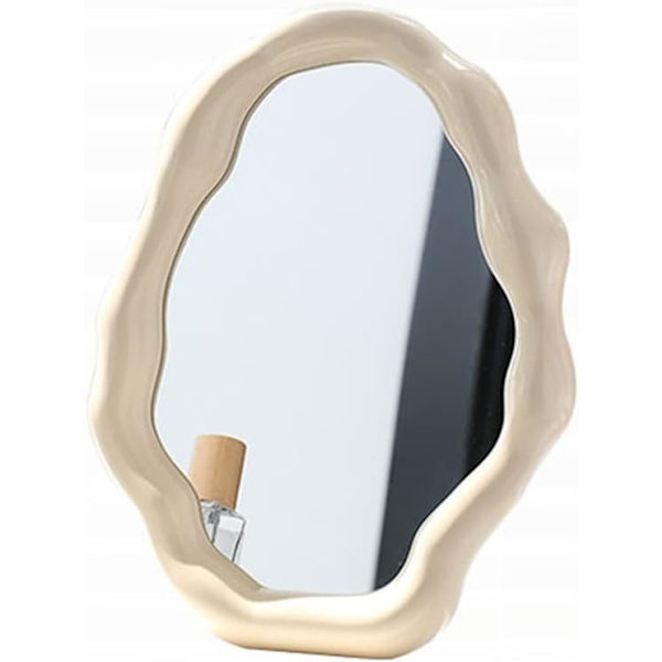Nordiska skrivbordsmakeup speglar molnformade speglar sovrum skrivbordsspeglar oregelbunden mesh röda speglar (Färg: D, Storlek: 27 * 21 * 2.8cm)