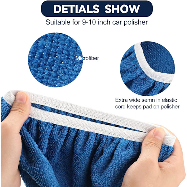 9 stk 9 til 10 tommers bufferhetter voksere bufferputer sett mikrofiber C
