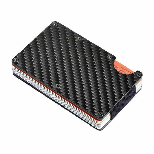 Minimalistisk karbonfiber metall lommebok med pengeklips, RFID