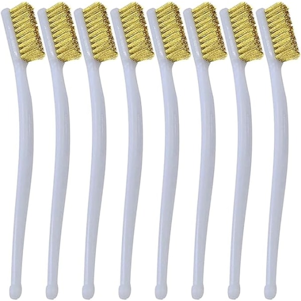 8 Pcs Mini Copper Wire Toothbrushes with Plastic Handles for Cleaning Dirt