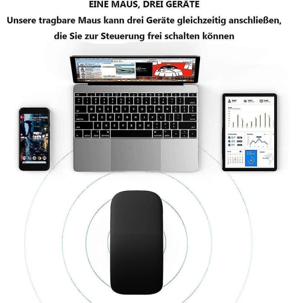 Ergonomisk trådlös mus, hopfällbar platt mus, trådlös