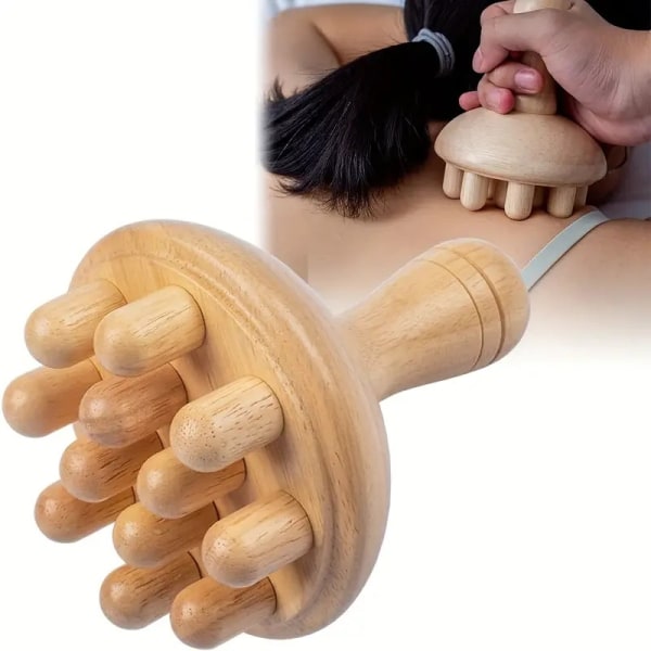 Trämassagekam Handskrubber Handverktyg Fascia Tool Hårbottenmassage