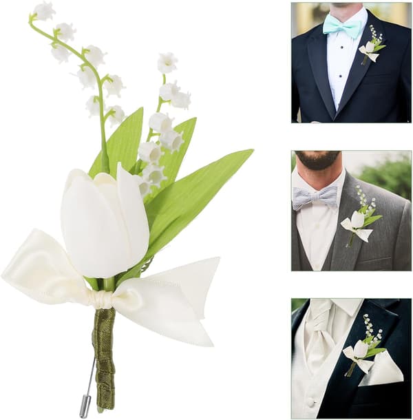2 stk kunstig tulipan blomst håndleddskorsett bryllup knapphull brudgom