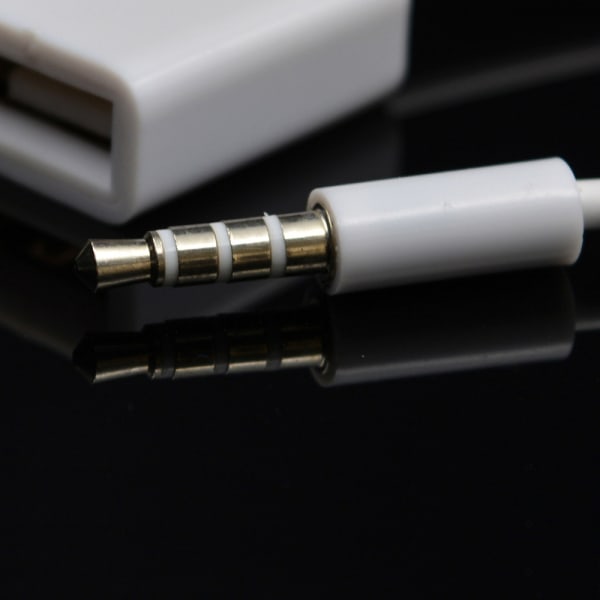 3,5 mm hane bil AUX-ljuduttag till USB 2.0 honadapterkonverterkabel