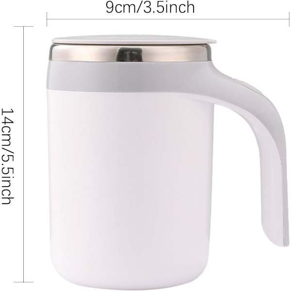 Selvblandende kaffekrus, selvblandende kaffekop, automatisk blandingskop, elektrisk blandingskrus, rejsekrus til chokolade, mælk, te, hjem,