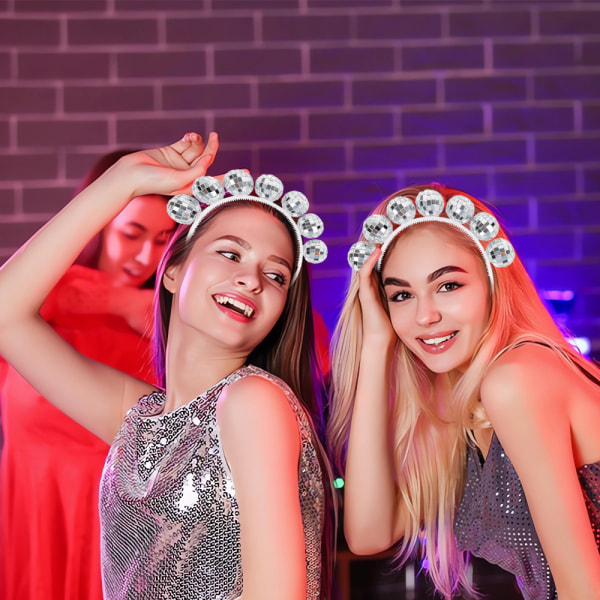 2 st silver discokula pannband vintage disco kostym huvudbonad di