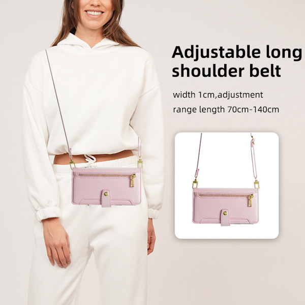 Passar till iPhone 15 flip-rem crossbody flip läderfodral kreativ