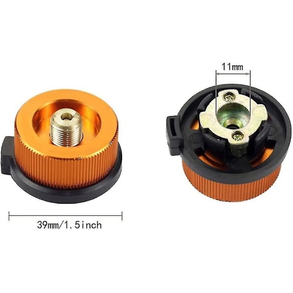 2 stk. Camping Gas Adapter Auto-off Til Butan Tanke Skruet Ind I Gaspatroner, 3*4.1*4.5cm