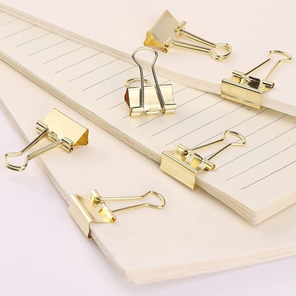 Binder Clips, Små Binder Clips, 50-pak, Guld, Små Clips, Papirklemme