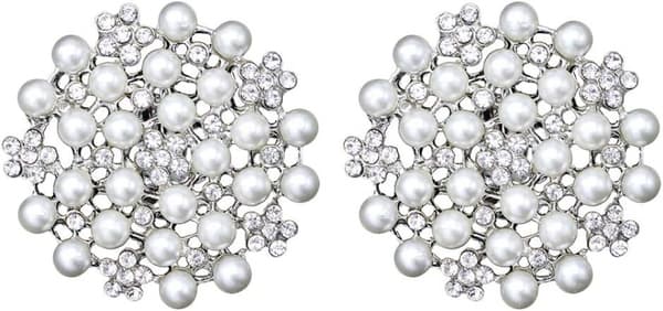 2 stk. Perle Brosche Klassisk Brosche Pin Rhinestone Blomster Brosche Tørklæde Pin