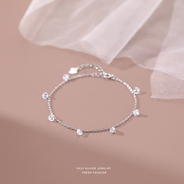 Multi Flat  Station Dangle Hearts Charm Armband För Kvinnor Tonåring