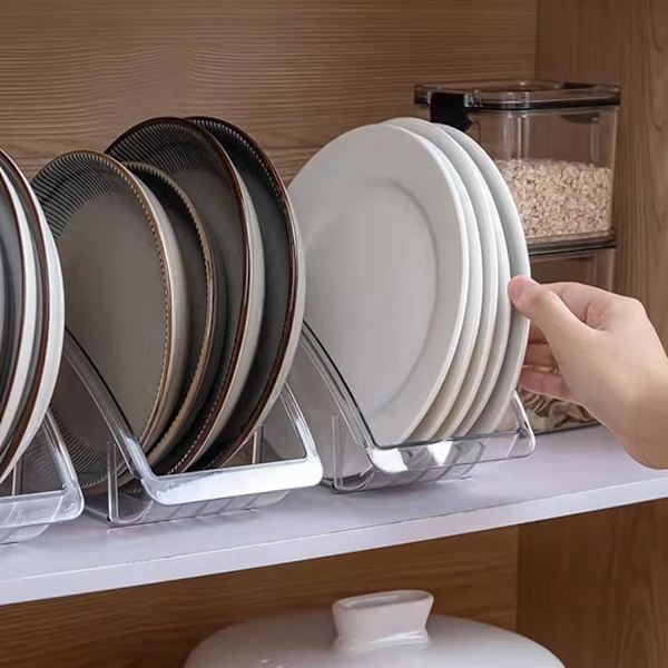 Tallerkenholder, Plastik Køkken Skab Organizer til Tallerkener Vertikal Skål Tallerkener Låg Holder Bestik Opbevaringshylde