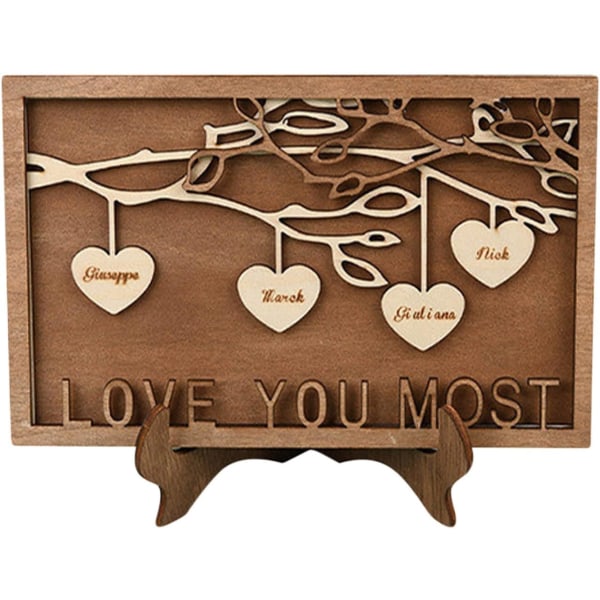 Personalized Custom Name Family Tree Wooden Decor Desktop Sign Wooden