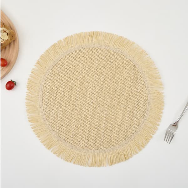 3 stk. Burlap Tassel-bordskånere til bondegårdsborde