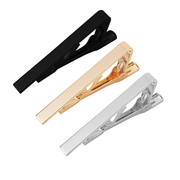 Men's tight tie clip set, gold, silver and black, 3 colors, 3pcs 5.5*0