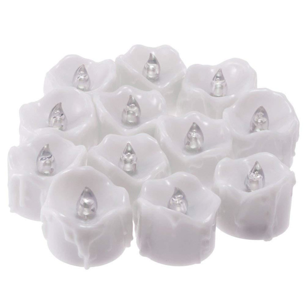 Led-timerlys, 12 stk. Led-telys, flammefri, flimrende