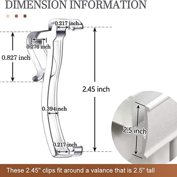 Valance Clips, 2,5 tommer Valance Clips til persienner, Blind Clips til Vala