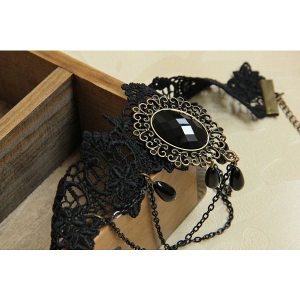 Ren gotisk band brudkläder spetsmönster halsband Vintage romantiska Handm