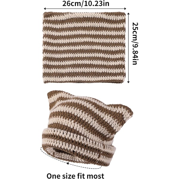 Söt kattöronmössa Lazy Style Y2k Beanies, vintervarma virkade mössor för kvinnor flickor pojkar