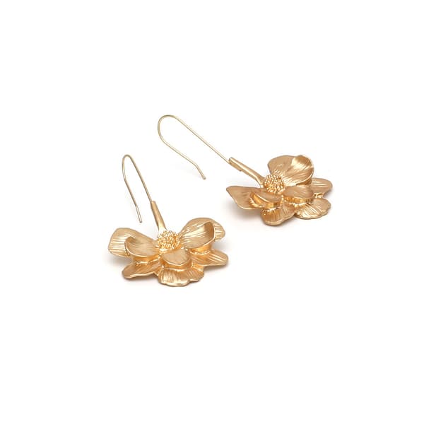 Guld Blomster Statement Øreringe. Hypoallergen Legering Boho Smykker