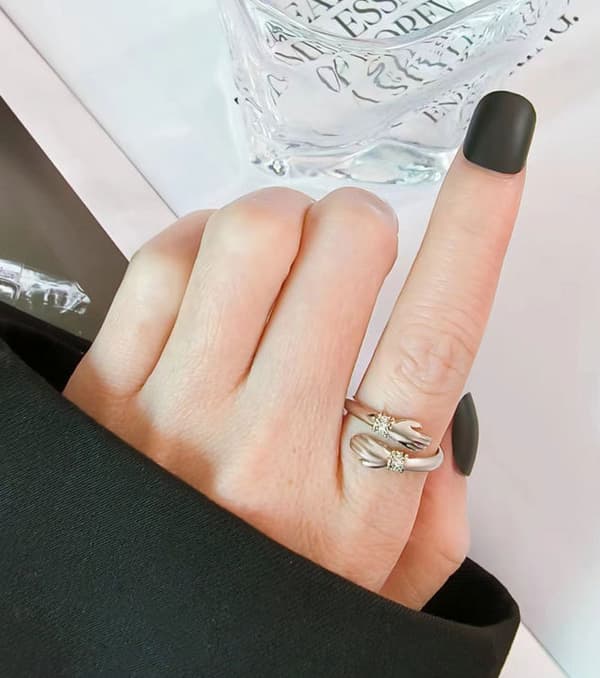 Silver Hug Ring för kvinnor Öppen ring Justerbar handring Kramande ring